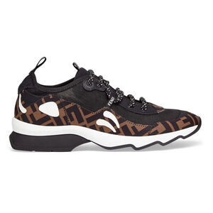 Fendi Freedom Logo Black Brown White FF Zucca Low Top Tie Trainer Sneaker 36.5